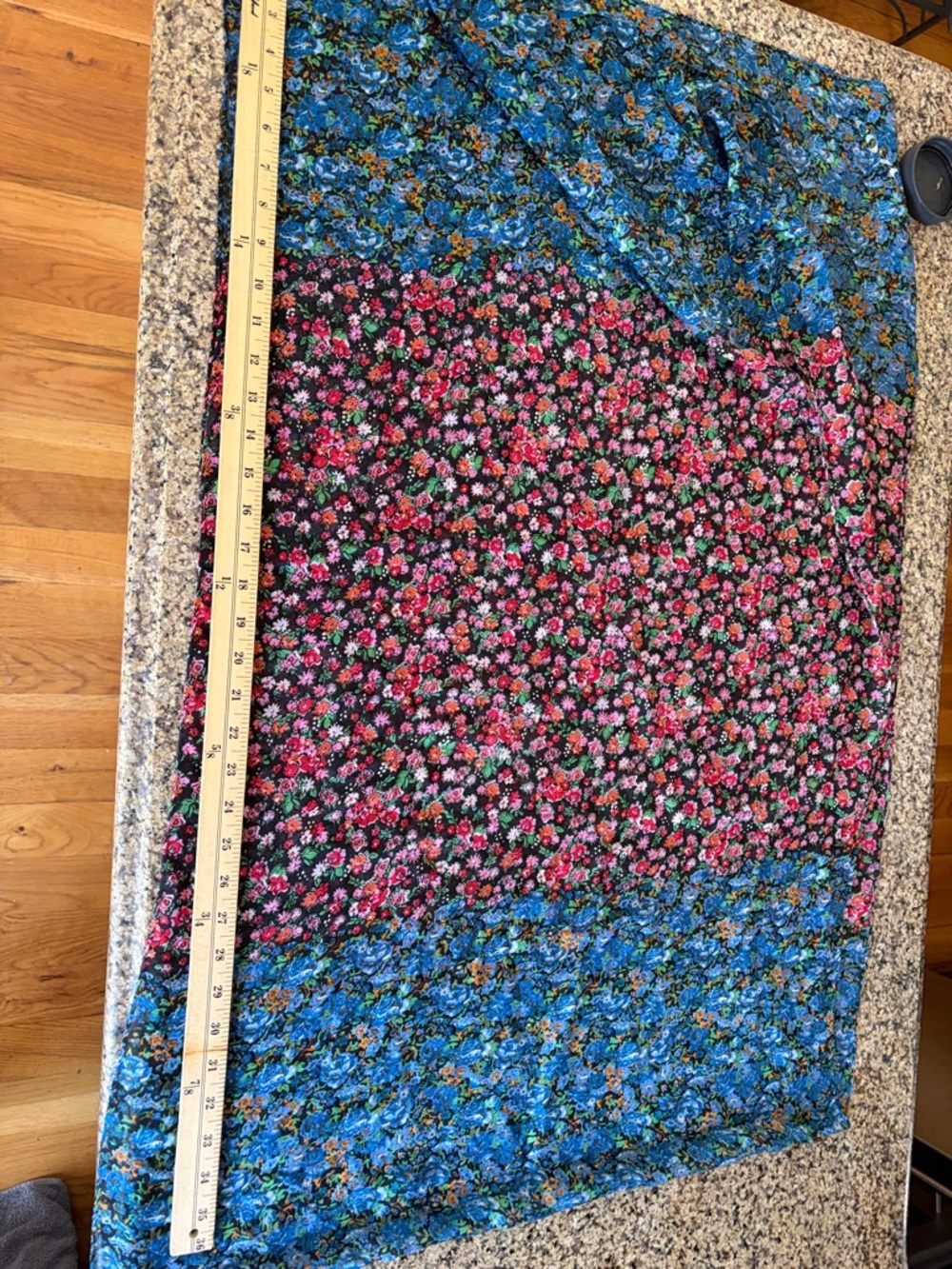 Coach Black Floral Scarf with Pink & Blue Blooms - Picture 7 of 7